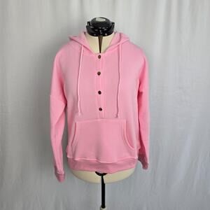 Exclusive Hoodie Women's XL Pink Half Button Down Drawstring Pocket NWT